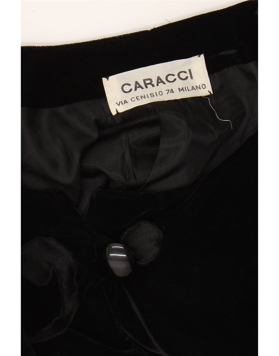 VINTAGE Damska marynarka zapinana na 5 guzików, aksamitna marynarka UK 12, średnia czarna Paisley