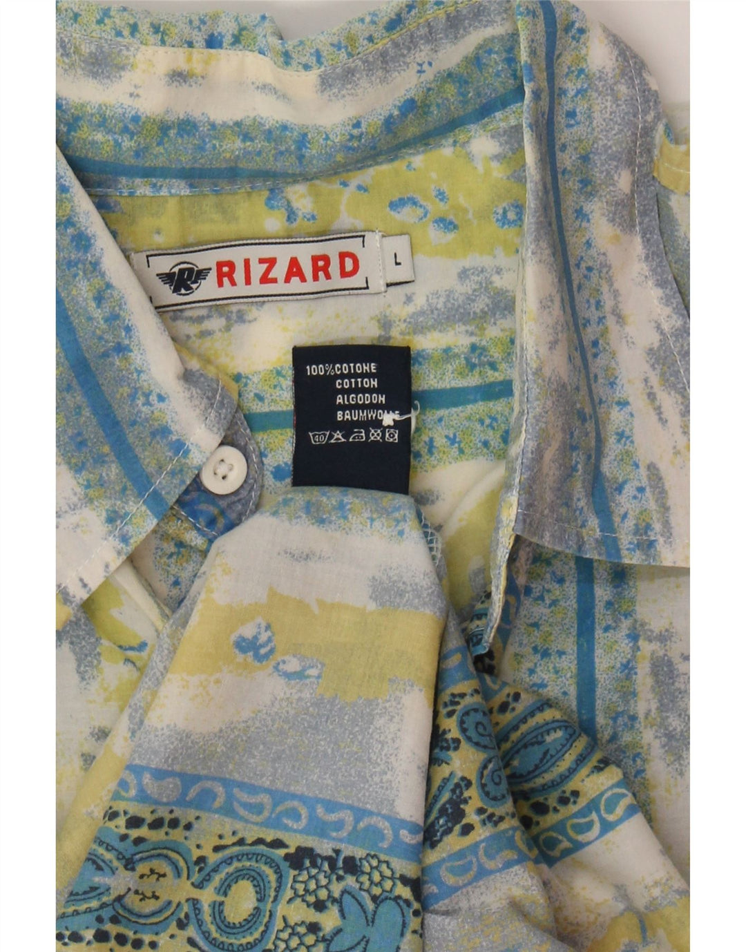 VINTAGE Mens Short Sleeve Shirt Large Multicoloured Striped Cotton