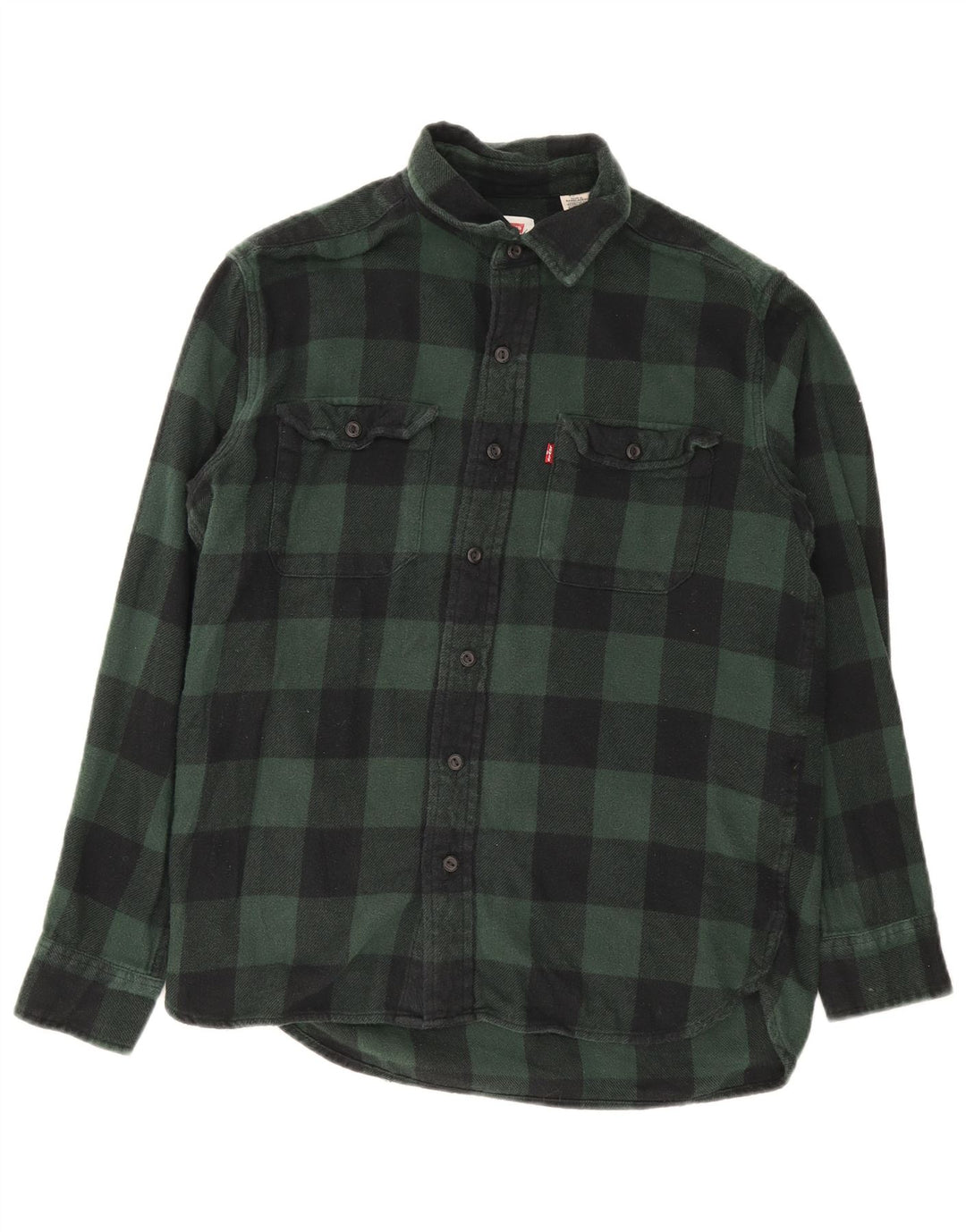 Męska koszula flanelowa Levi's, mała, zielona bawełniana kratka