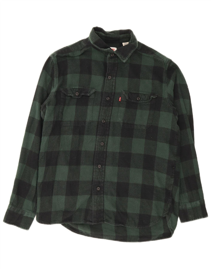 Męska koszula flanelowa Levi's, mała, zielona bawełniana kratka