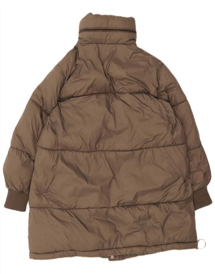 Damski płaszcz z kapturem, oversize, wyściełany Zara UK 10, mały, brązowy poliester