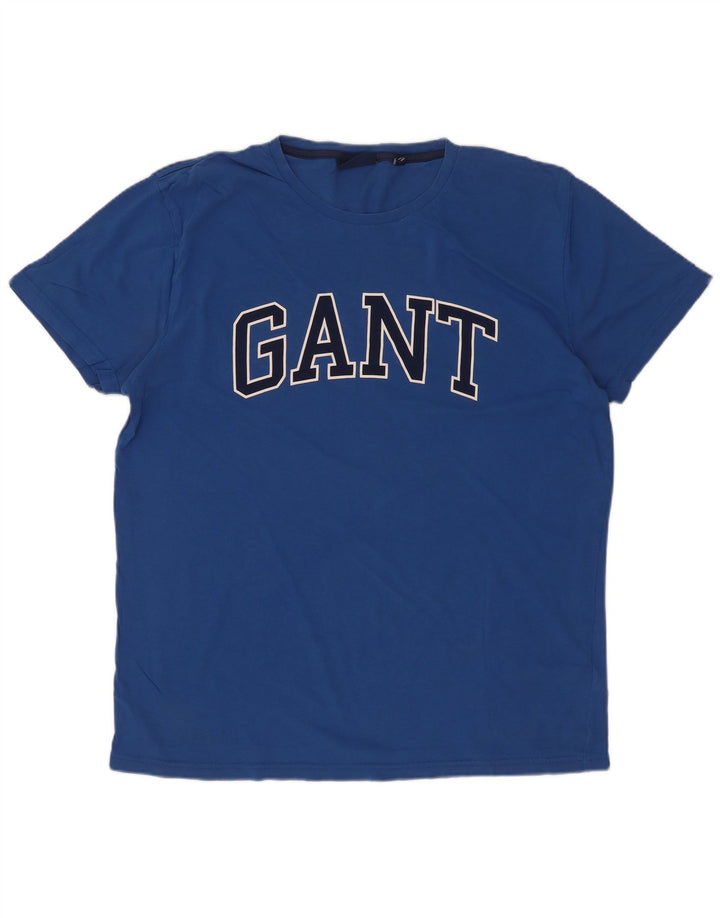 Męski T-shirt z grafiką Gant, duży, niebieski, bawełniany