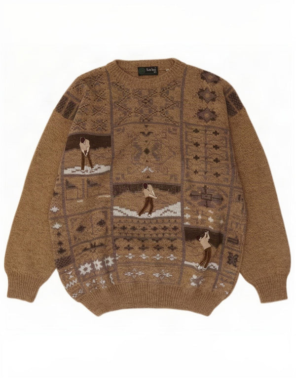 Męski sweter z wycięciem pod szyją Tris Line IT 54 XL, brązowy Fair Isle