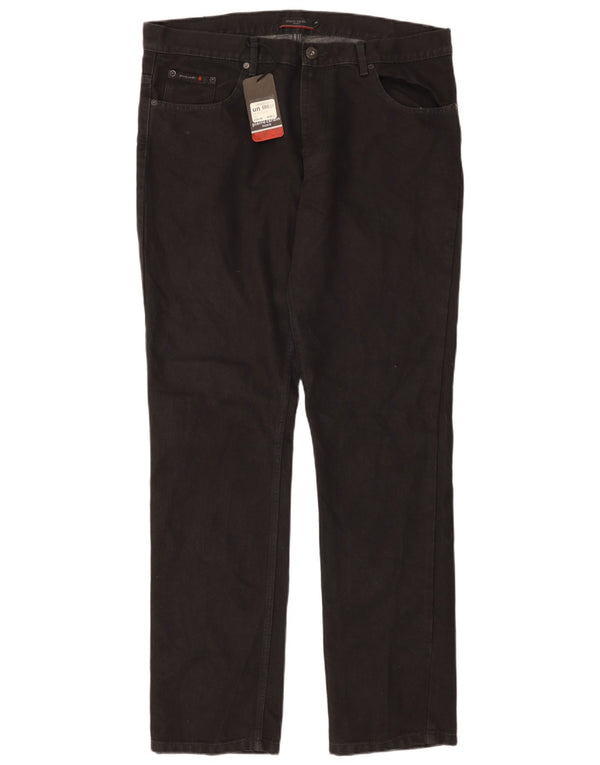 PIERRE CARDIN Męskie proste dżinsy Paris W38 L34 Czarna bawełna