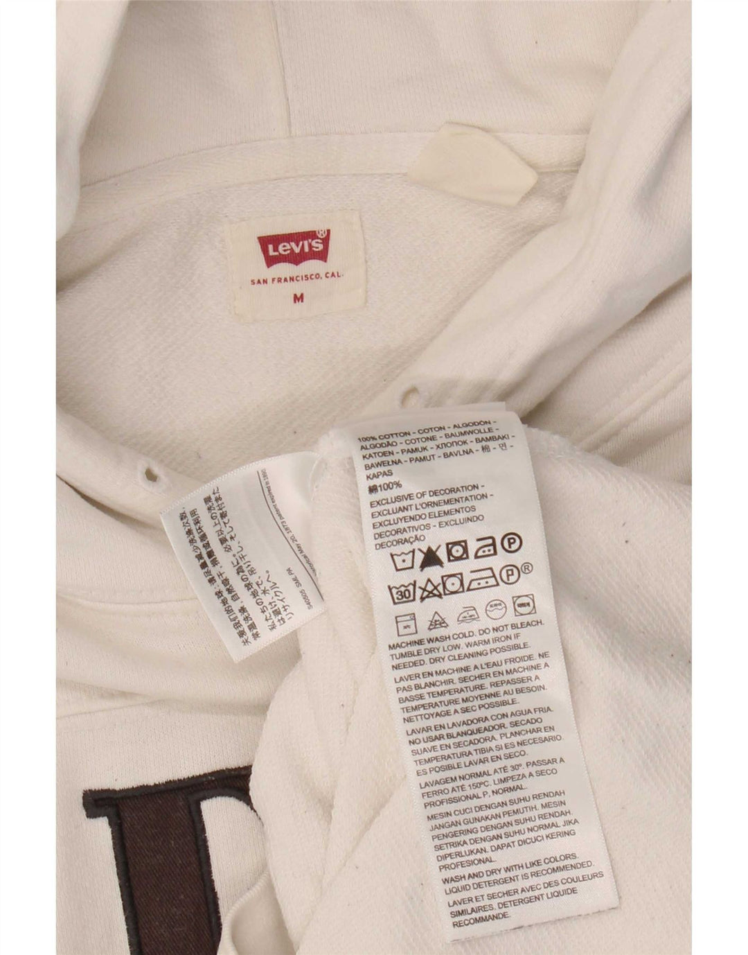 Męski sweter z kapturem Levi's z grafiką, średniej wielkości, biały, bawełniany
