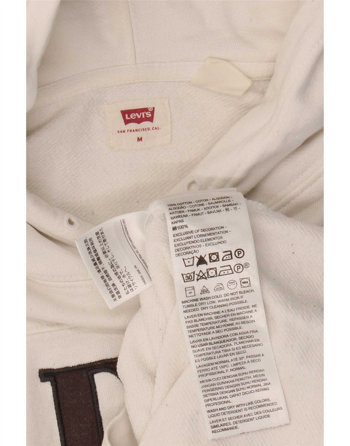 Męski sweter z kapturem Levi's z grafiką, średniej wielkości, biały, bawełniany