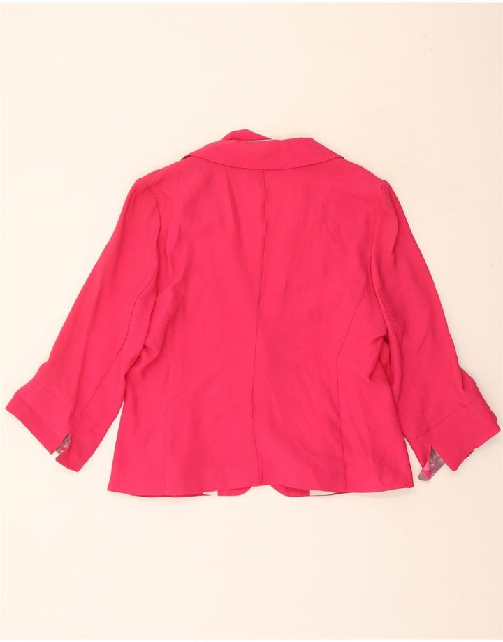 VINTAGE Womens 1 Button 3/4 Sleeve Blazer Jacket IT 46 Large Pink Acetate Vintage Vintage and Second-Hand Vintage from Messina Hembry 