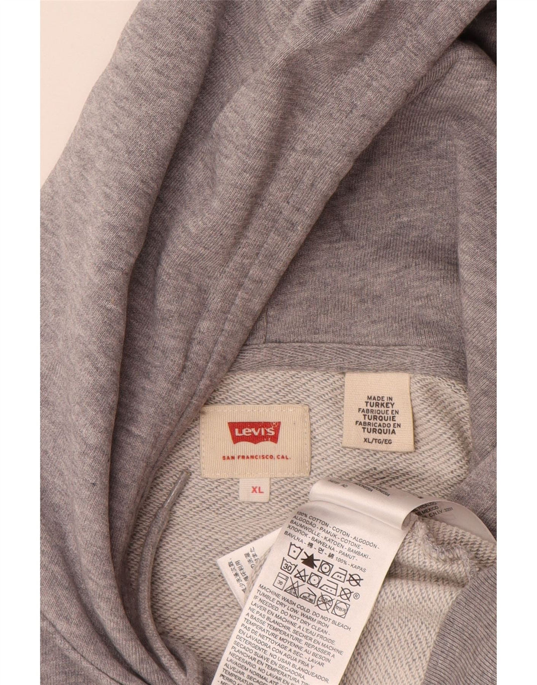 Męski sweter z kapturem Levi's XL, szary, bawełniany