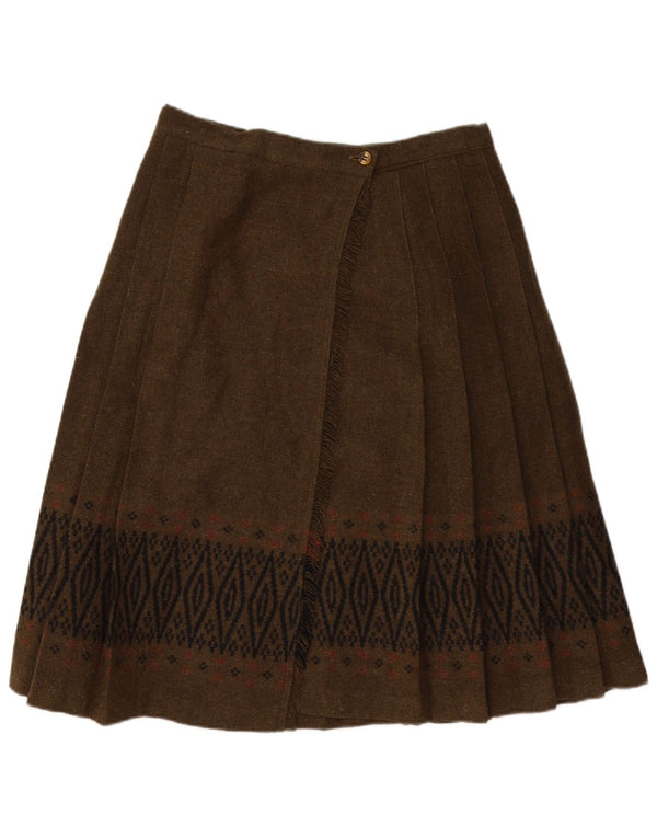 Damska plisowana spódnica w stylu vintage W30 Medium Khaki Geometric