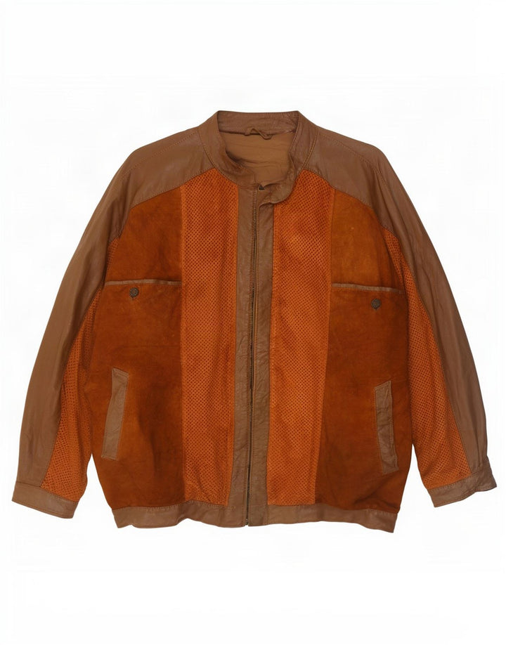 Męska skórzana kurtka bomber w stylu vintage UK 38 w kolorze średniego brązu