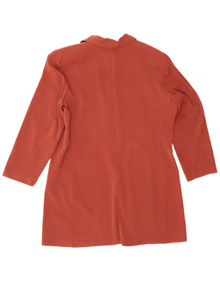 Vintage damski zestaw 2-częściowy z 1 guzikiem, duży, bordowy poliester, UK 16