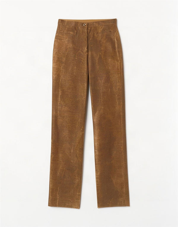Vintage damskie spodnie codzienne z wysokim stanem IT 42 Medium W26 L31 brązowe
