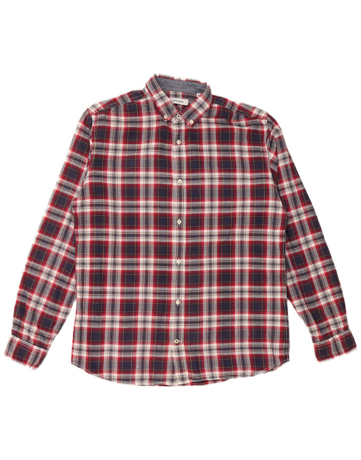 Koszula męska JACK & JONES, bawełniana, w średnią granatową kratkę