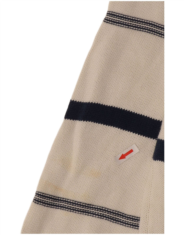 Stefanel Męski sweter z dekoltem w kształcie litery V, XL, biały, argyle/diament