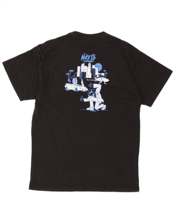 Męski T-shirt z grafiką NIKE Top, średni czarny, bawełniany