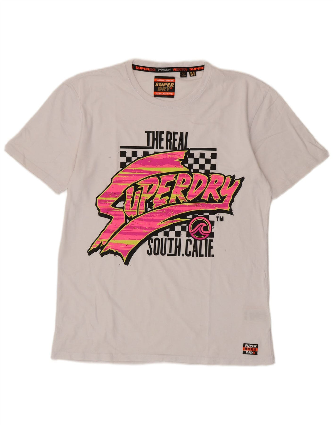 Męski T-shirt z grafiką Superdry, średni biały bawełniany