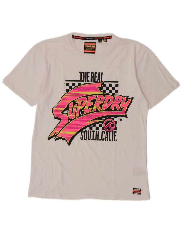 Męski T-shirt z grafiką Superdry, średni biały bawełniany