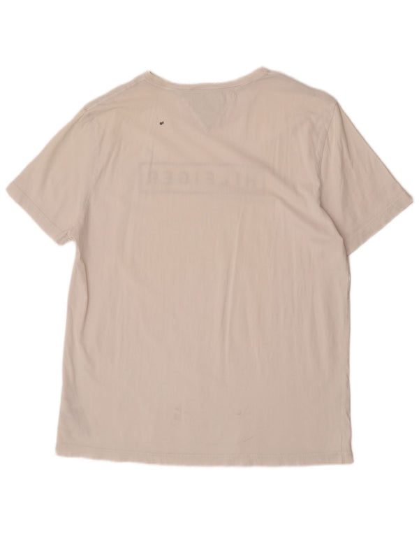 Męski T-shirt z grafiką Tommy Hilfiger o regularnym kroju, 2XL, biała bawełna