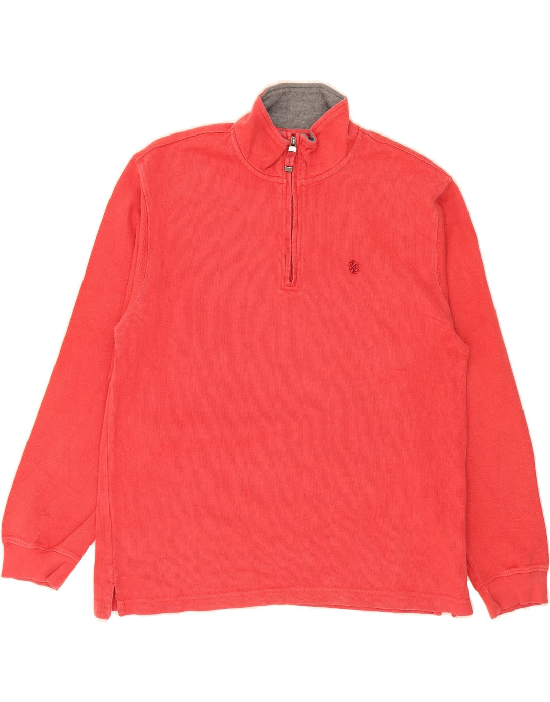 IZOD Mens Zip Neck Sweatshirt Jumper Large Red Cotton Vintage Izod and Second-Hand Izod from Messina Hembry 