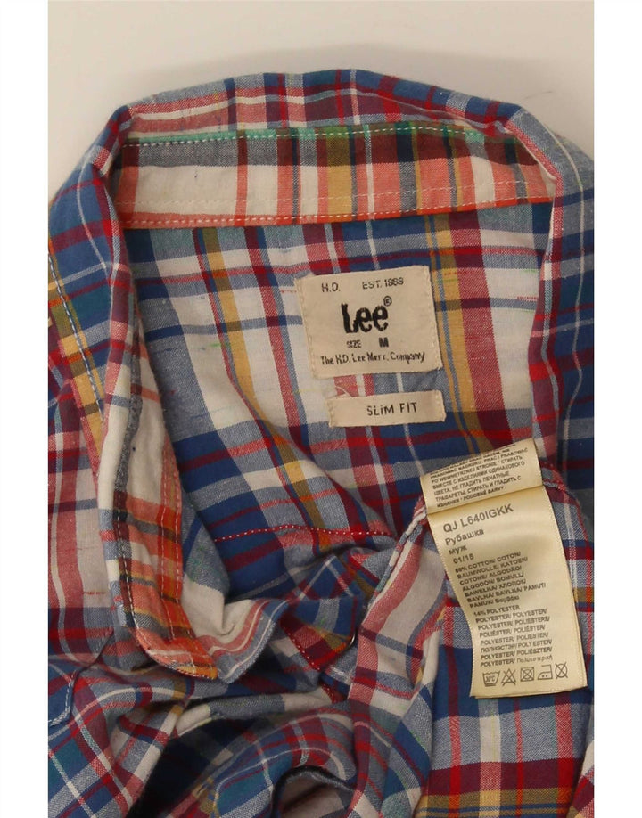 Męska koszula slim fit z krótkim rękawem Lee, średniej wielkości, wielokolorowa, bawełniana w kratkę