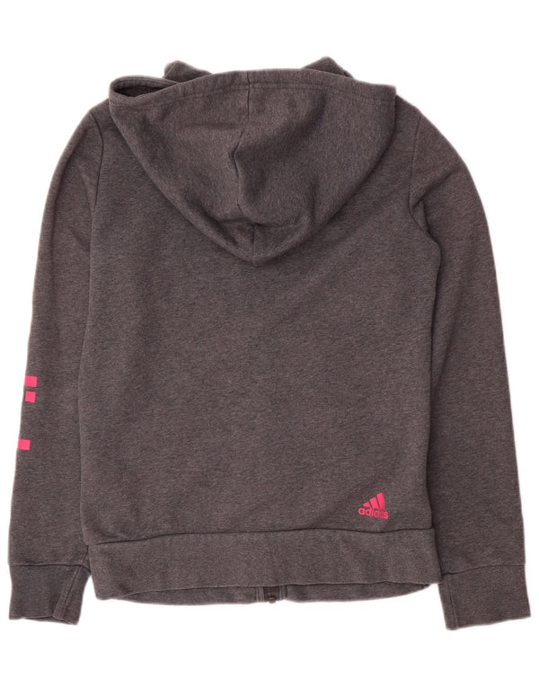 Damski sweter Adidas z grafiką i zamkiem błyskawicznym, UK 8/10, mały, szary, bawełniany