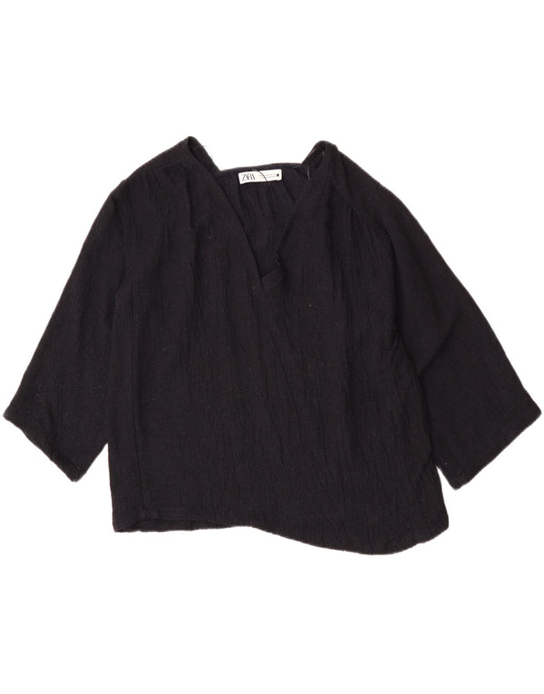 Damska bluzka oversize z rękawem 3/4 Zara UK 6 XS Granatowa wiskoza