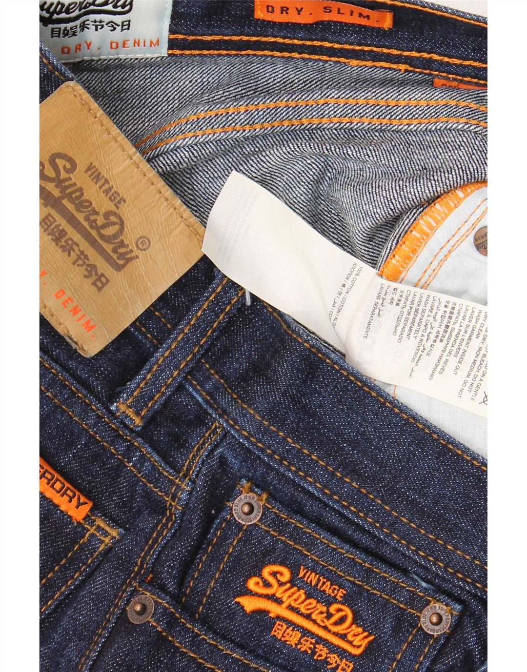 Damskie jeansy Superdry Slim W28 L30 Granatowe, bawełniane