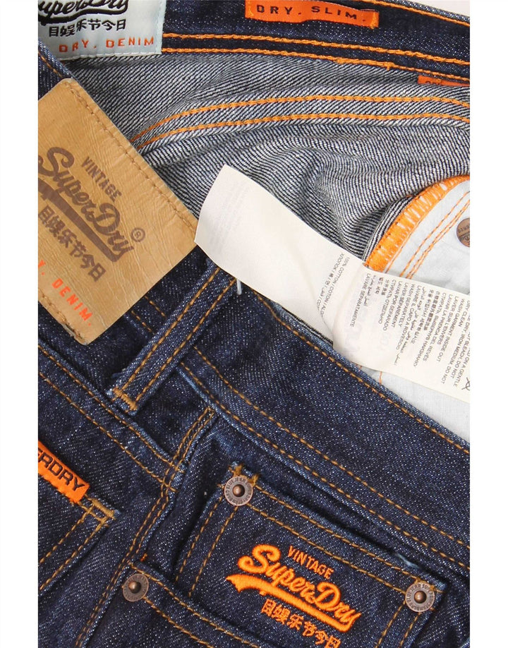 Damskie jeansy Superdry Slim W28 L30 Granatowe, bawełniane