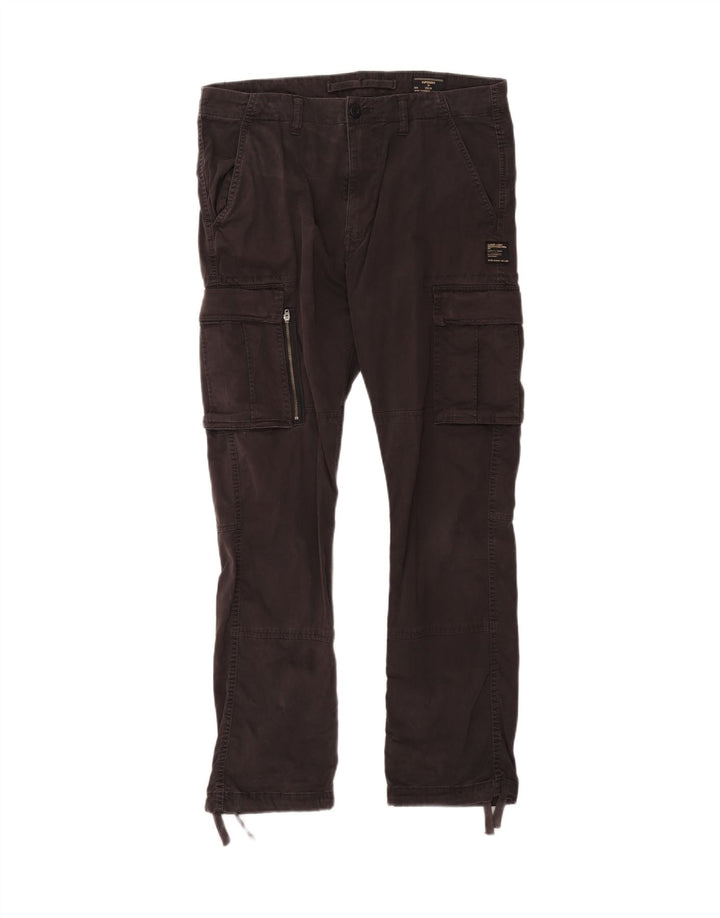 Męskie proste spodnie cargo Superdry W32 L29, czarne, bawełniane