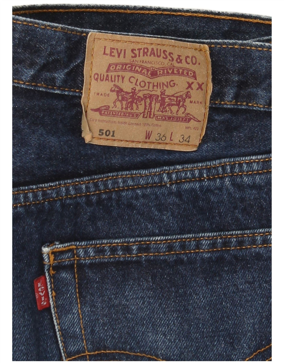 Męskie dżinsy Levi's 501 Straight W36 L34 Granatowe