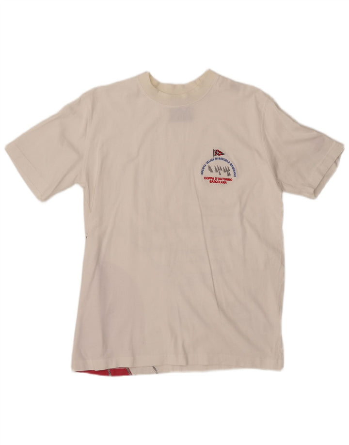 Męska koszulka MURPHY & NYE Barcolana z grafiką, średnia biała, z blokami kolorów