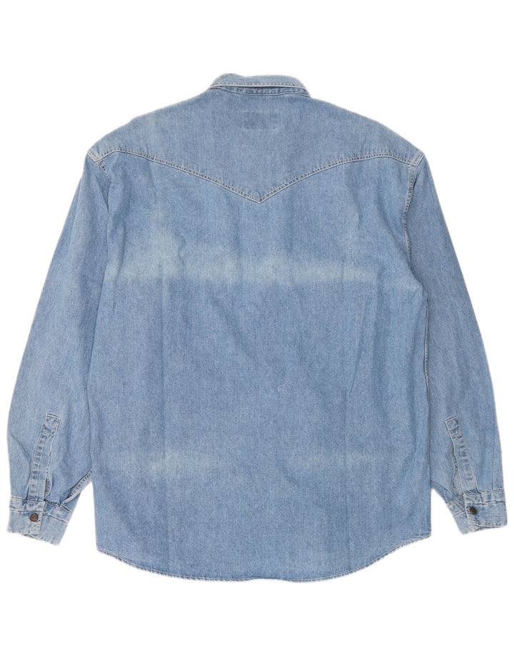 WAMPUM Mens Denim Shirt Medium Blue Cotton