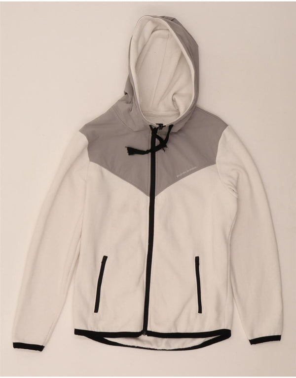 HOLLISTER Męski sweter z kapturem i zamkiem błyskawicznym, mały, biały, bawełniany w bloki kolorów