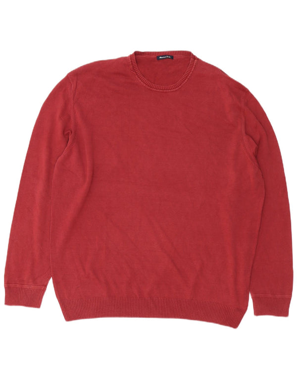 Męski sweter Massimo Dutti z okrągłym dekoltem, 2XL, bordowa bawełna