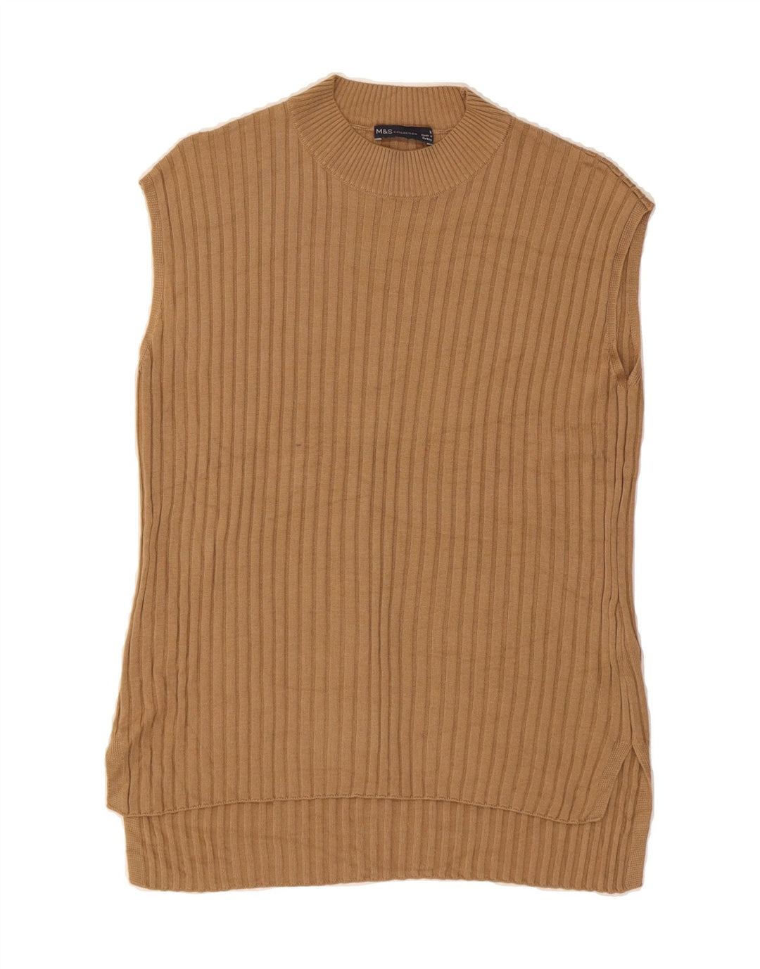 MARKS & SPENCER Womens Longline Vest Tank Top UK 14 Medium Brown Viscose Vintage Marks & Spencer and Second-Hand Marks & Spencer from Messina Hembry 