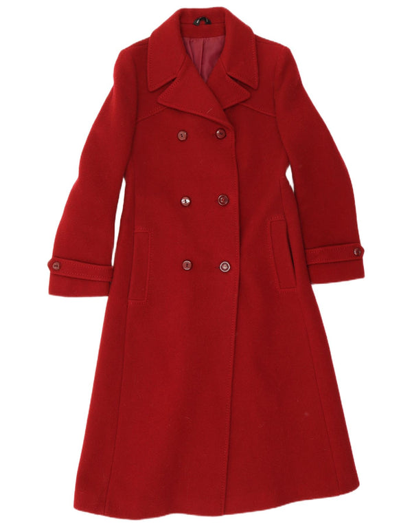 Damski dwurzędowy płaszcz Breckmoor UK 12 Średni Burgundowy Nowa Wełna