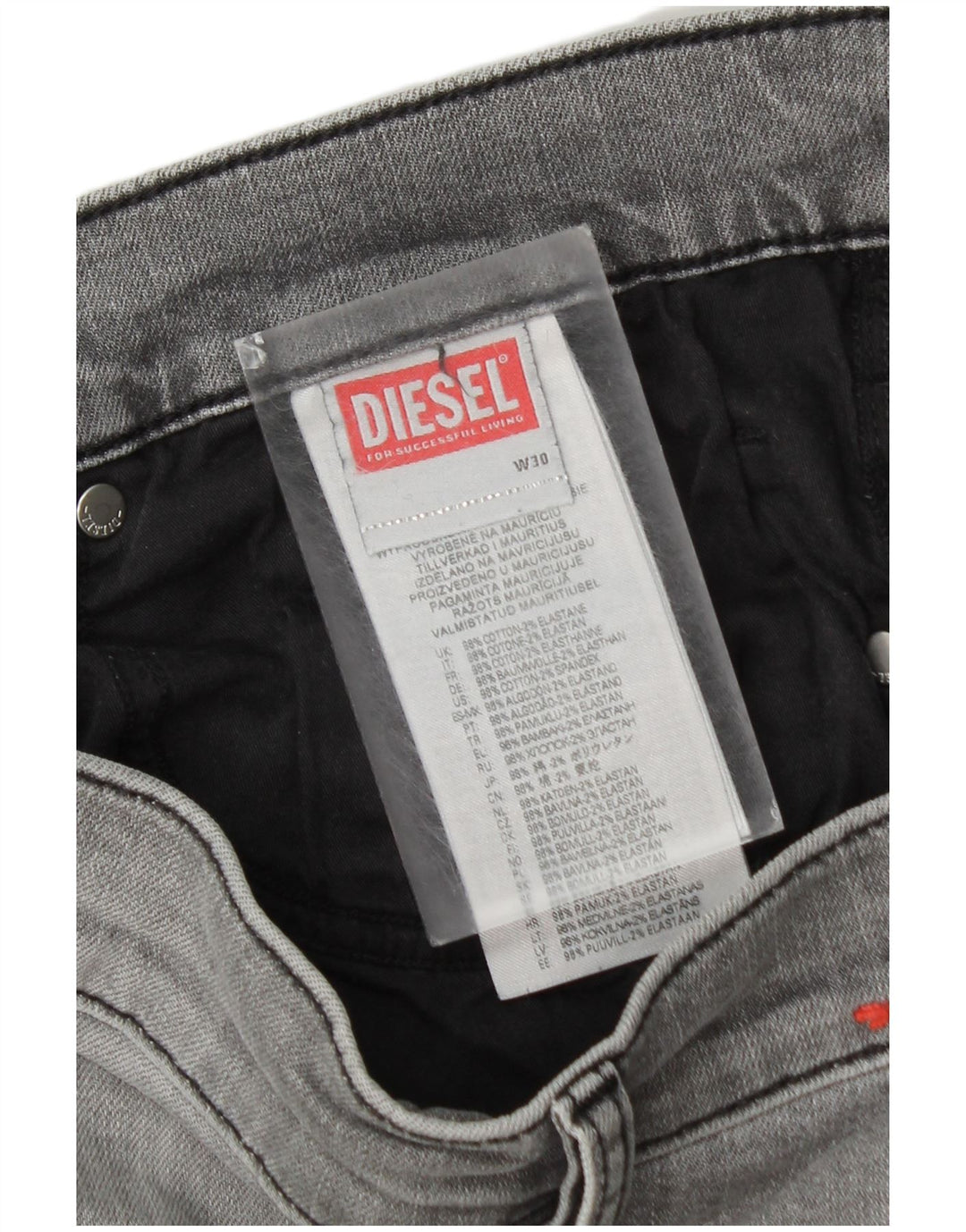 Męskie jeansy Diesel Slim W30 L30 Szara bawełna