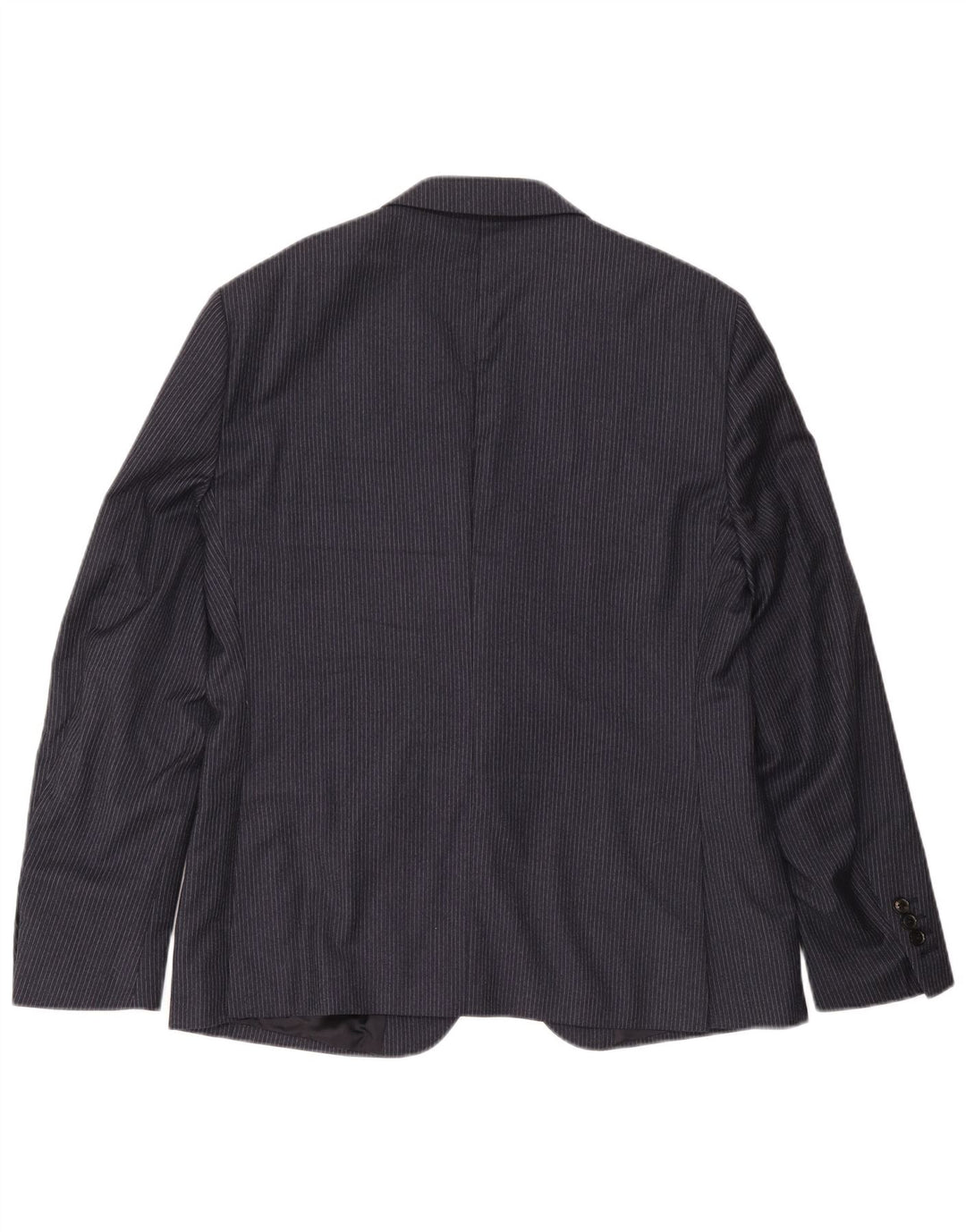 Męska marynarka zapinana na 2 guziki Reiss UK 40, duża, wełniana w prążki, granatowa