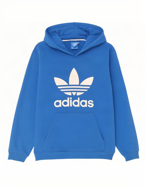 Adidas Męska bluza z kapturem z grafiką, duża, niebieska, bawełniana, sportowa