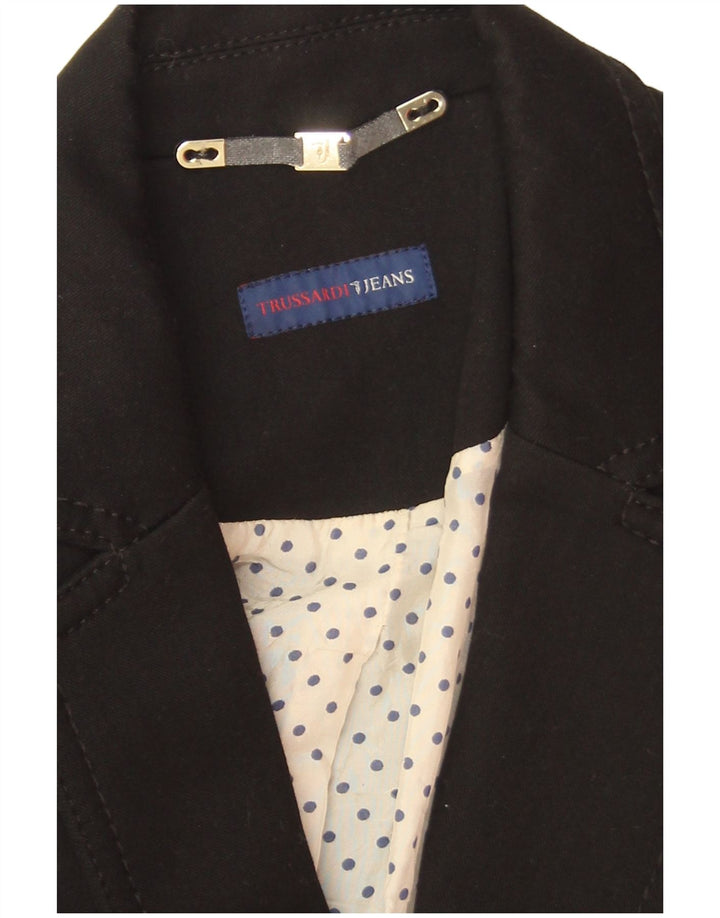Damska marynarka zapinana na 2 guziki Trussardi Jeans UK 14, średnia czarna