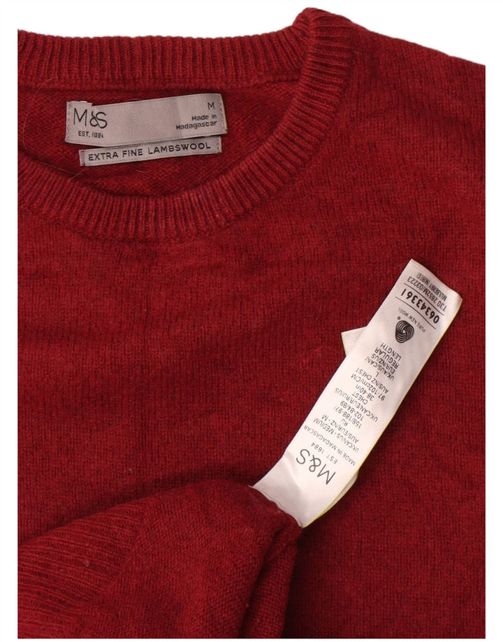 Marks & Spencer Męski sweter z okrągłym dekoltem, średniej wielkości czerwona wełna