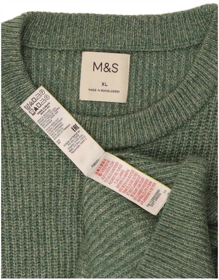 Marks & Spencer Męski sweter z okrągłym dekoltem XL, zielony poliamid