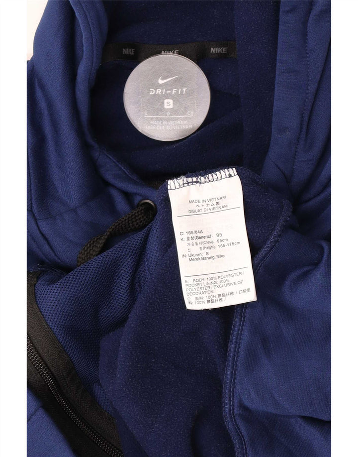 Męski sweter z kapturem i zamkiem błyskawicznym Nike Dri Fit, mały, granatowy, poliestrowy