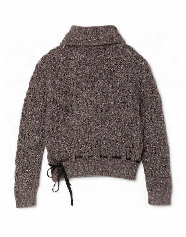 Damski sweter Max Mara Weekend z szalowym dekoltem UK 18 XL Szary nakrapiany