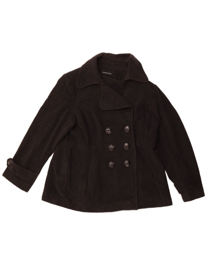 LONDON FOG Damski płaszcz grochowy UK 18 XL, czarna wełna