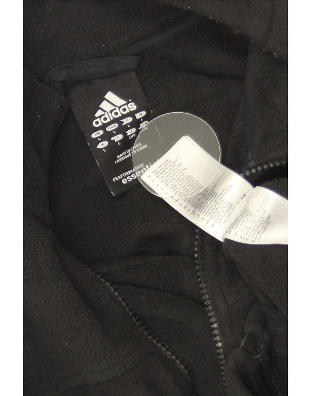 Męska kurtka polarowa Adidas UK 40, duża, czarna, poliestrowa