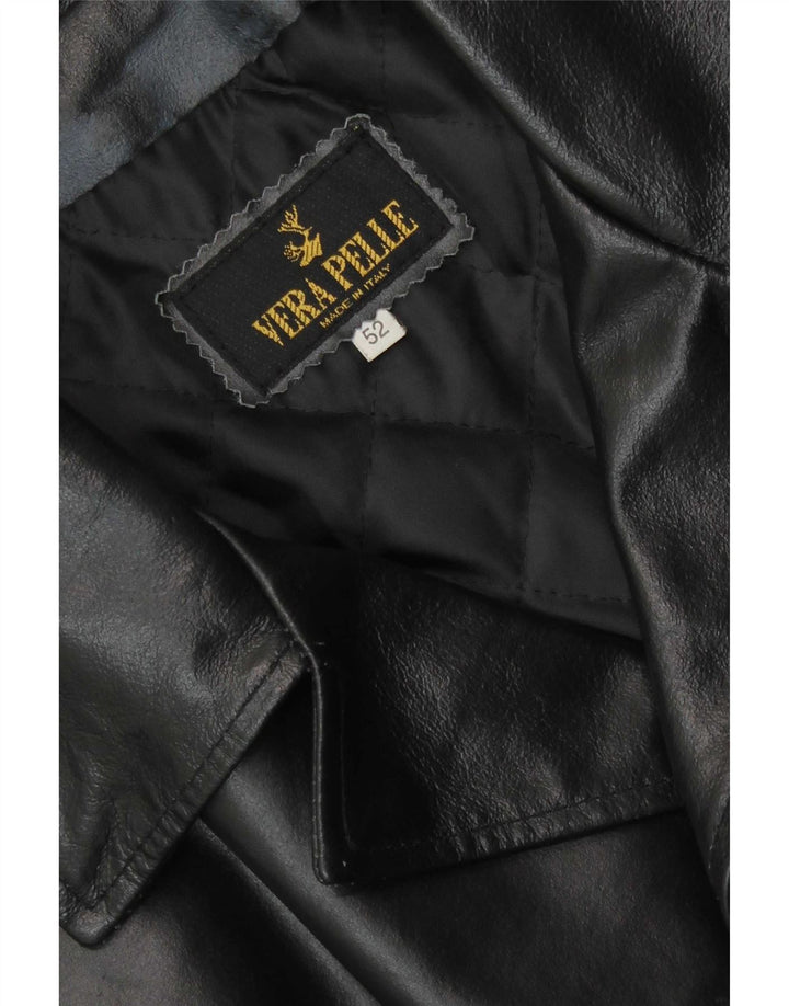 Vintage męska kurtka skórzana IT 52 XL czarna skóra