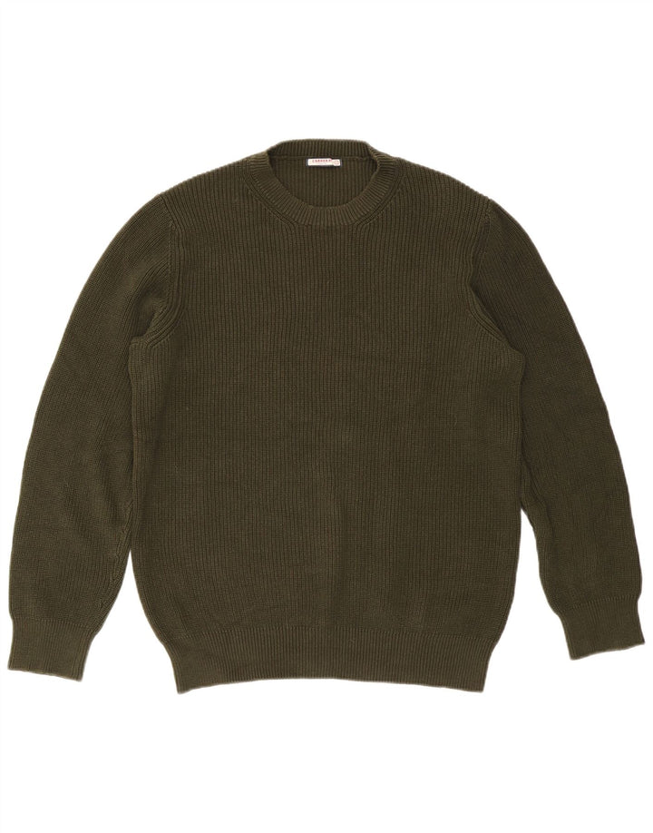 Męski sweter Carrera z okrągłym dekoltem, duży, bawełniany khaki