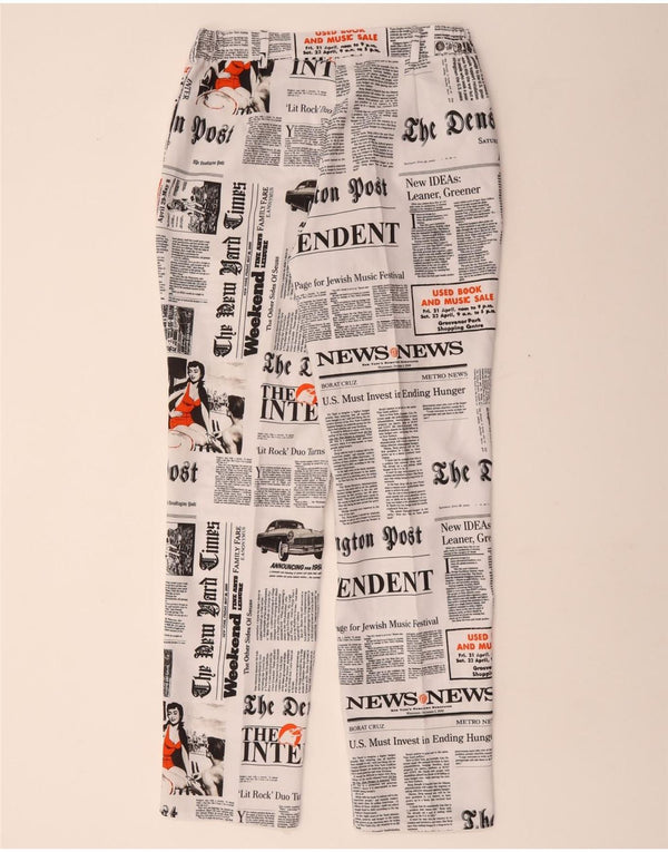 Damskie spodnie chino w stylu vintage, graficzne, proste, EU 48 2XL W30 L31, białe