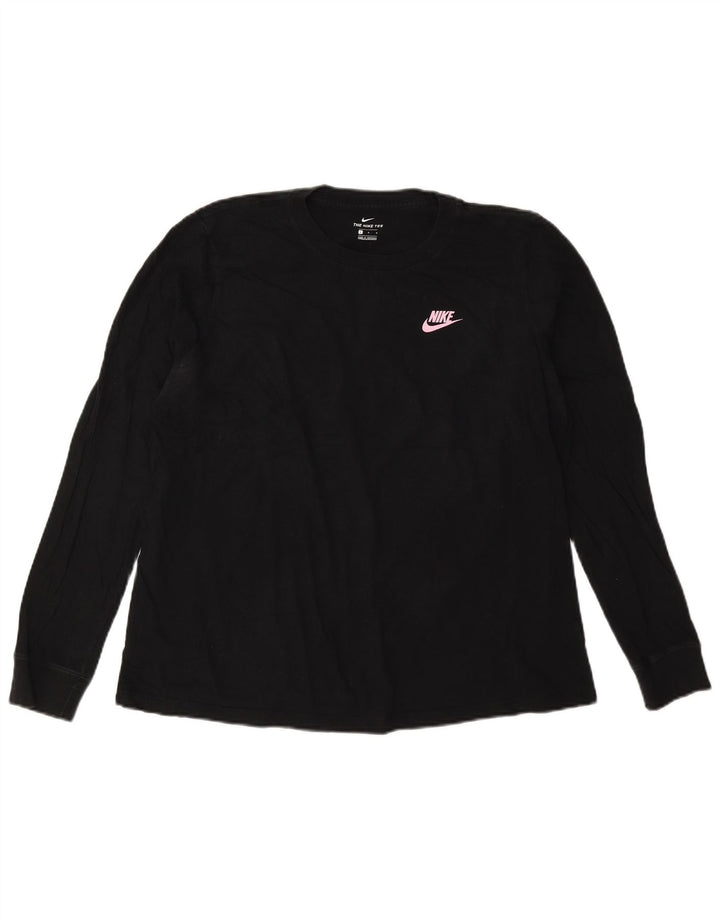 Damski top NIKE z długim rękawem, UK 16, duży, czarny, bawełniany